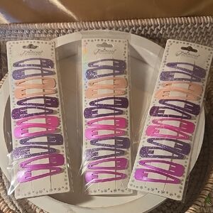 Sellers Bundle 36  Sparkle Hair Clips - Glittery Purple, Pink, Beige